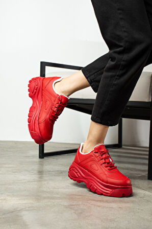 Günlük Kadın Spor Ayakkabı Yüksek Taban 6 Cm Sneaker Siyah - Beyaz - Bej - Rugan - Süet 001