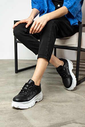 Günlük Kadın Spor Ayakkabı Yüksek Taban 6 Cm Sneaker Siyah - Beyaz - Bej - Rugan - Süet 001