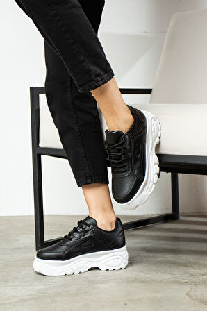 Günlük Kadın Spor Ayakkabı Yüksek Taban 6 Cm Sneaker Siyah - Beyaz - Bej - Rugan - Süet 001