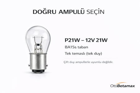 Inwells P21W 12V 21W Standart Oto Ampulü - Stop, Sinyal, Geri Vites Lambası - 2 Adet