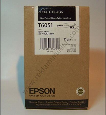 Epson T6051 C13T605100 Foto Siyah Kartuş
