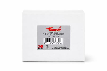 Inwells WY5W T10 12V 5W Dipsiz Turuncu (Amber) Ampul - Sinyal, Park, Gösterge - 10 Adet