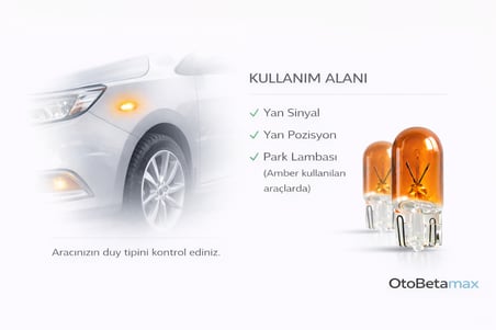 Inwells 12V 5W Standart Dipsiz Turuncu (Amber) Ampul - Sinyal, Park, Gösterge - 2 Adet
