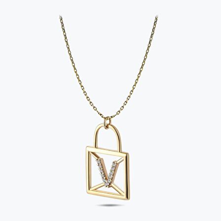 Altın V Harfi Kolye