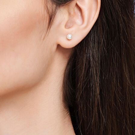 Altın Yassı İnci Küpe