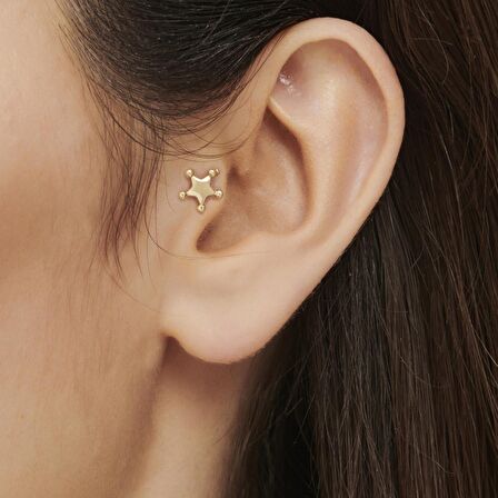 Altın Tragus Yıldız Piercing