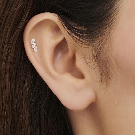 Altın Tragus Taşlı Piercing