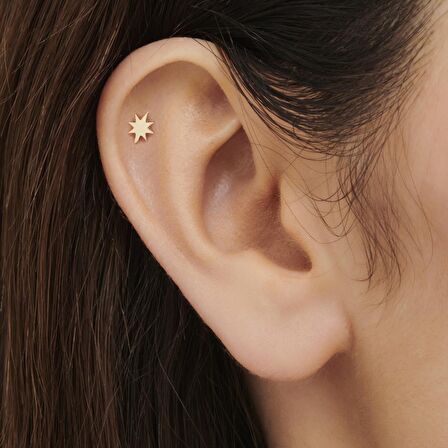 Altın Tragus Kutup Yıldızı Piercing