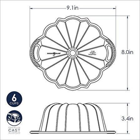 Nordicware 60. Yıl Özel Bundt Kek Kalıbı - 6 Cup