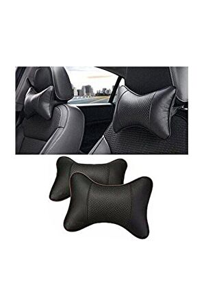 Chevrolet Jimmy İçin koltuk başlığı uyumlu yastık - Siyah Deri 2 adet set