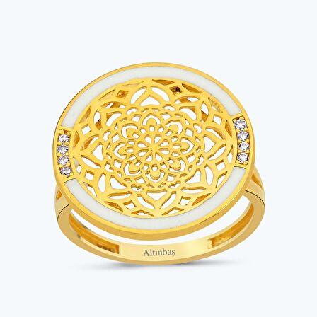22 Ayar Altınbaş Mandala Yüzük