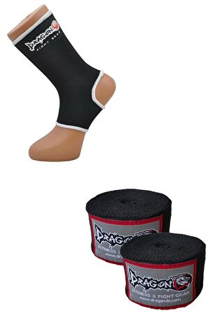 Dragon 41280 Siyah Kick Boks Çorabı ve 3,5 m Siyah Bandaj Set S Beden