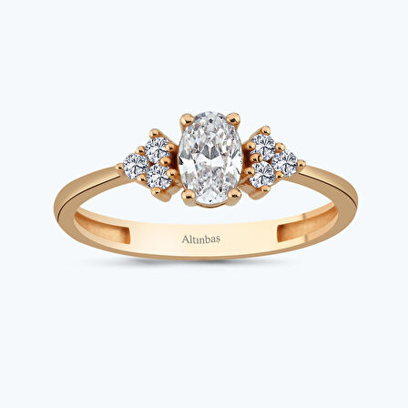 Altın Oval Taşlı Yüzük