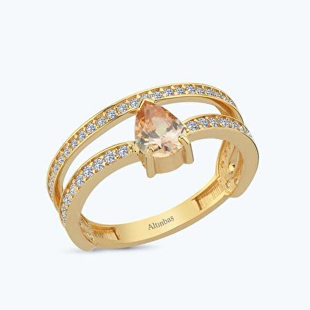 Altın Damla Taşlı Yüzük