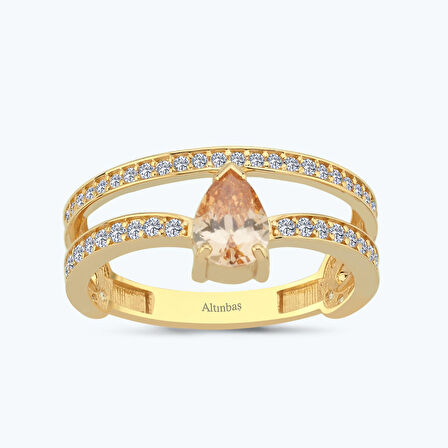 Altın Damla Taşlı Yüzük