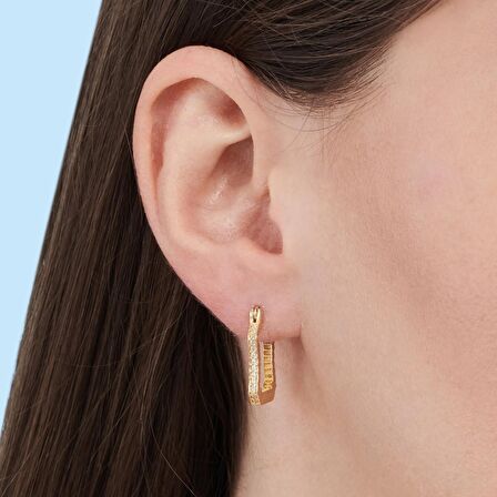 Altın Taşlı Halka Küpe