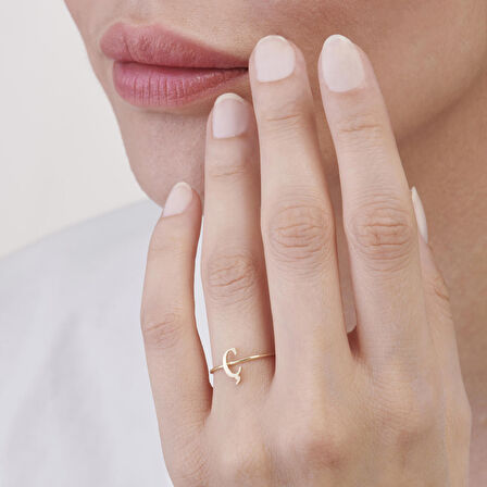 Altın Ç Harfi Yüzük