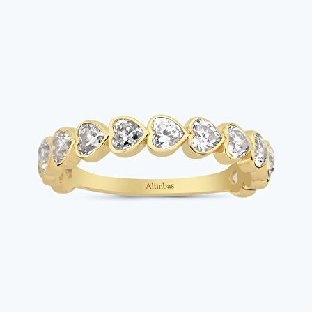 Altın Yarımtur Kalp Yüzük