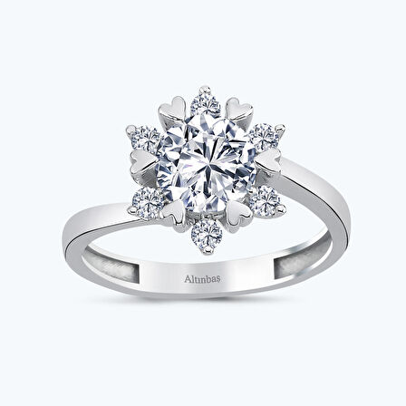 Altın Tektaş Kalpli Yüzük