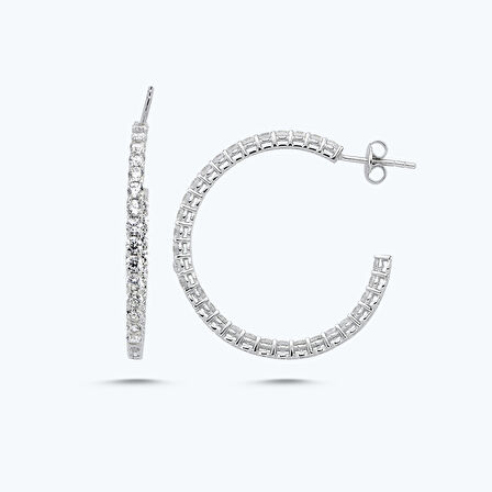 Altın Taşlı Halka Küpe