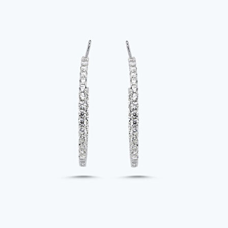 Altın Taşlı Halka Küpe