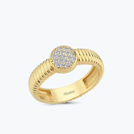 Altın Yuvarlak Taşlı  Yüzük