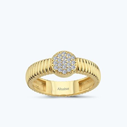 Altın Yuvarlak Taşlı  Yüzük