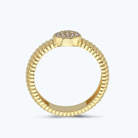 Altın Yuvarlak Taşlı  Yüzük