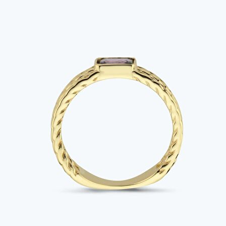 Mor Taşlı Altın Yüzük