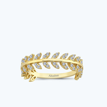 Altın Taşlı Yaprak Yüzük