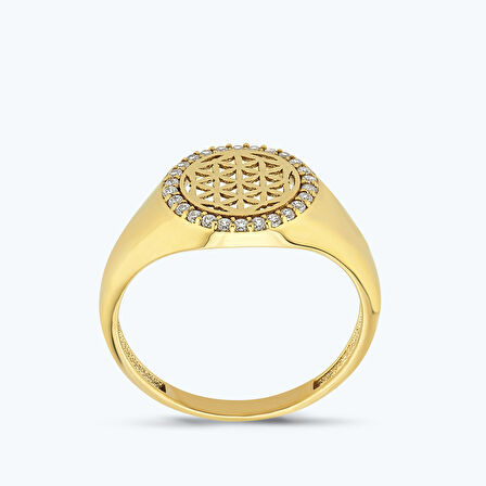 Altın Yaşam Çiçeği Yüzük