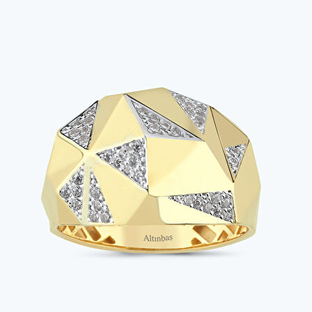 Altın Taşlı Bombeli Yüzük
