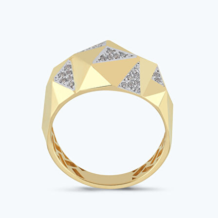 Altın Taşlı Bombeli Yüzük