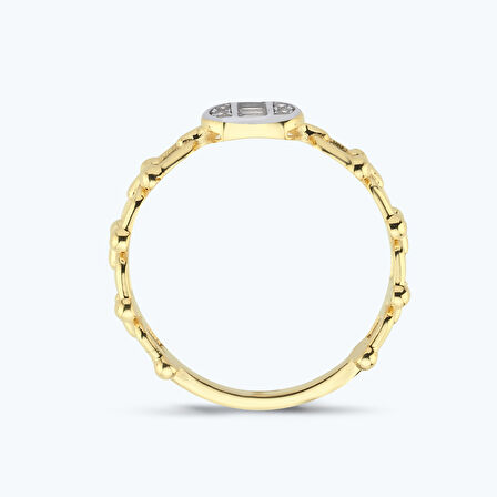 Altın Baget Taşlı Zincir Yüzük