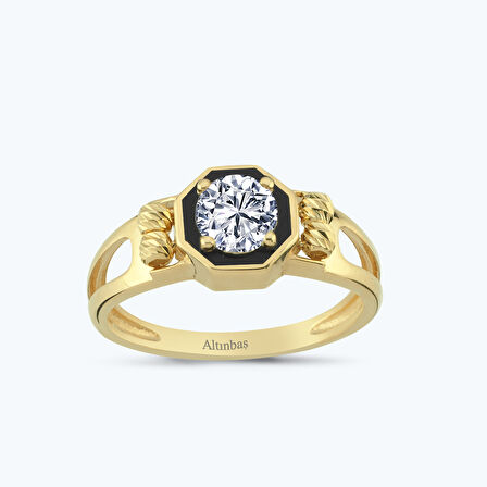 Altın Toplu Tektaş Yüzük