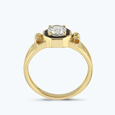 Altın Toplu Tektaş Yüzük