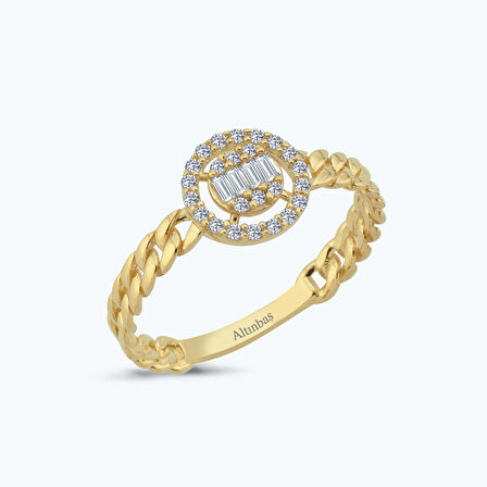 Altın Taşlı Yuvarlak Yüzük