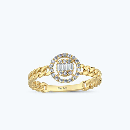 Altın Taşlı Yuvarlak Yüzük