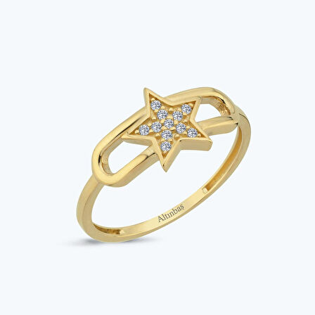 Altın Taşlı Yıldız Yüzük