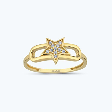 Altın Taşlı Yıldız Yüzük