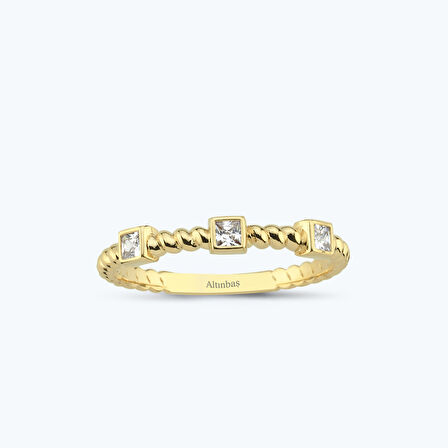 Altın Küp Taşlı Yüzük