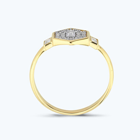 Altın Taşlı Altıgen Yüzük