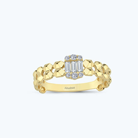 Altın Baget Taşlı Yüzük