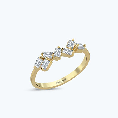 Altın Baget Taşlı Yüzük