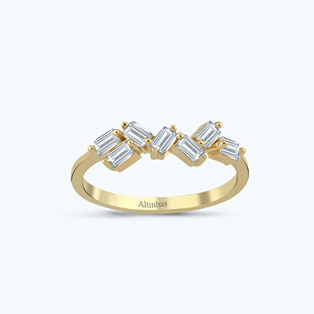 Altın Baget Taşlı Yüzük