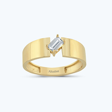 Altın Baget Taşlı Yüzük