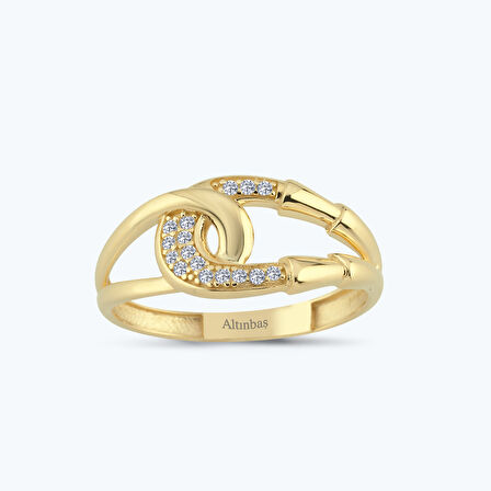 Altın İç İçe Geçmiş Çengel Yüzük