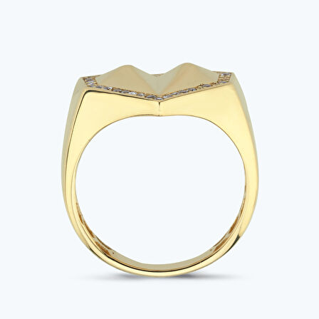 Altın Taşlı Kalp Yüzük