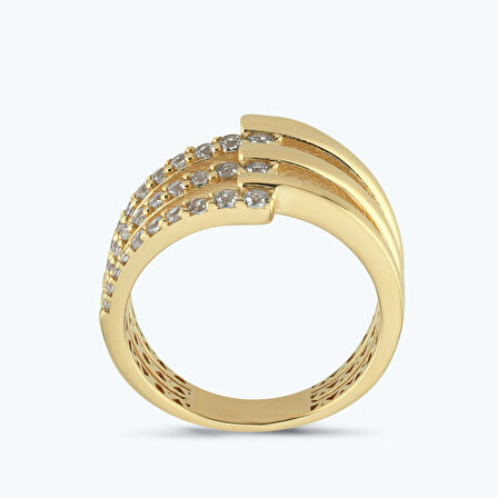 Altın Üç Sıra Taşlı Yüzük