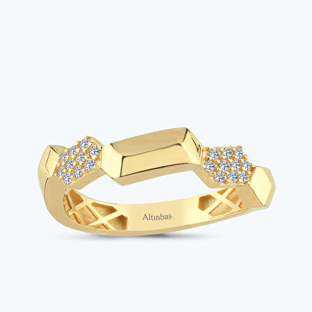Altın Taşlı Zikzak Yüzük